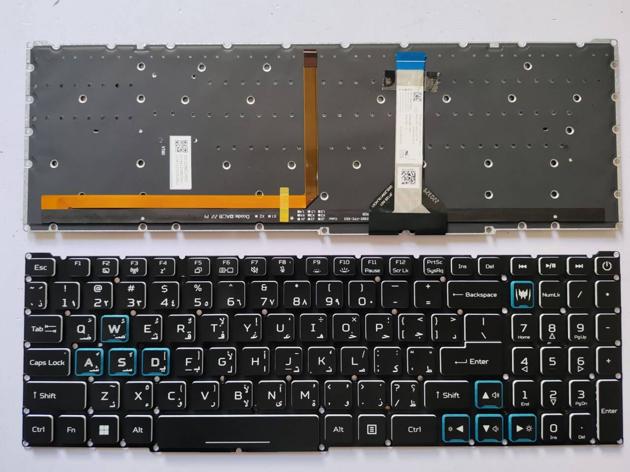 Picture of New Replacement Laptop Keyboard For ACER AN515-57/AN515-45 blue colorful backlight blue function BLACK Backlit,White Side AR Layout